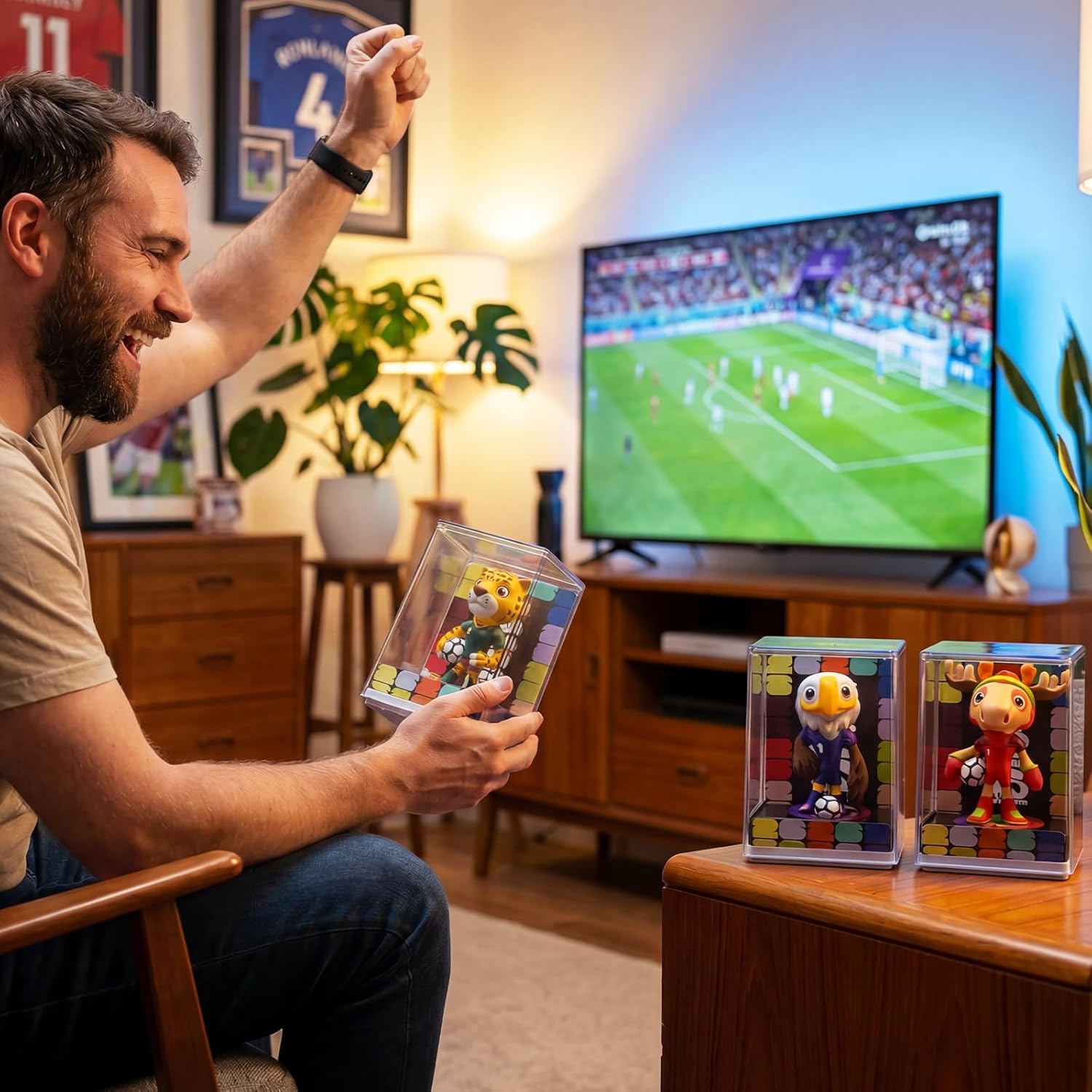 Official World Cup 2026 Merchandise Mascot Figurines Set, Limited Edition World Cup Merch Souvenirs, 3Pack Collectible Soccer Statues in Display Case, Football Fan Gift & World Cup Memorabilia (9cm-A)